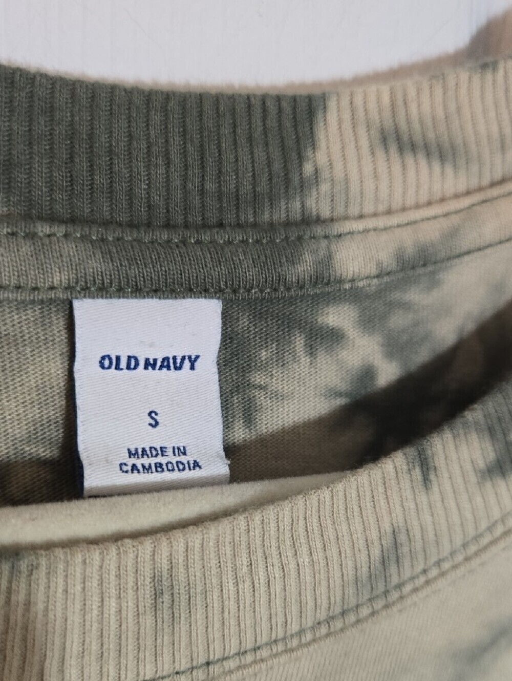 Old Navy Olive Green Cream Tie-Dye Short Size Slits Sleeve Midi Dress Size Small - Picture 2 of 8